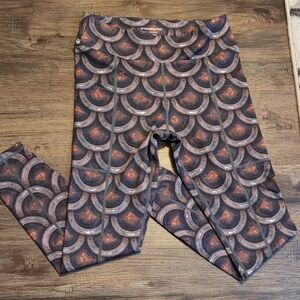 Grrrl Brand Women's Shieldmaiden Leggings in Dark Gray and Rust - Medium/Large